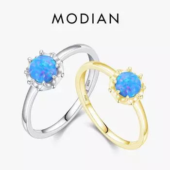 Модиан, стерлингового серебра 925 пробы, натуральные опалы, кольца на палец с короной для женщин, эффектное свадебное обручальное кольцо, ювелирные украшения 5 серебряный