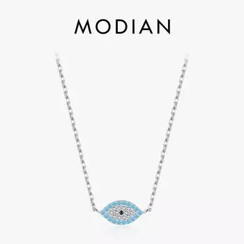 Модиан стерлингового серебра 925 пробы натуральный синий бирюзовый кулон ожерелье сверкающее паве установка CZ для женщин подарок на день Святого Валентина серебряный