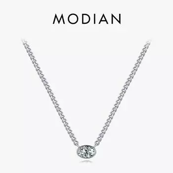 MODIAN Стерлингового Серебра 925 пробы Простое Модное Ожерелье Подвеска для Женщин Роскошные Прозрачные CZ Женские Свадебные Изящные Ювелирные Изделия Подарки серебряный