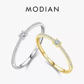Modian стерлингового серебра 925 пробы простые квадратные прозрачные CZ очаровательные кольца золотого цвета на палец для женщин свадебные обручальные украшения 5 серебряный