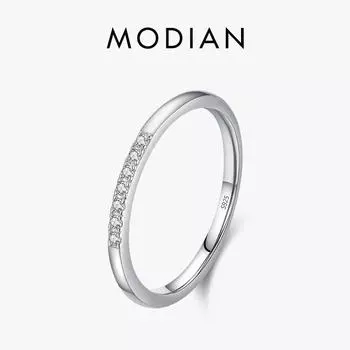 Modian стерлингового серебра 925 пробы прозрачный цирконий штабелируемое кольцо для женщин юбилейное обручальное кольцо простое ювелирное изделие подарок 5 серебряный