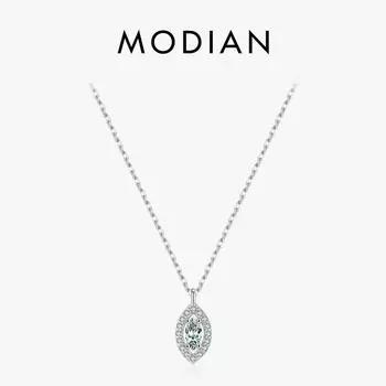 MODIAN Стерлингового серебра 925 пробы, ромб, сверкающий цирконий, кулон, ожерелье, модная цепочка золотого цвета для женщин, ювелирные изделия, подарки серебряный