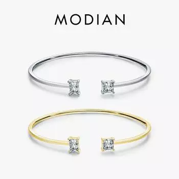 Модиан стерлингового серебра 925 пробы Роскошный асимметричный сверкающий AAAAA цирконий открытый размер браслет для женщин Свадебные ювелирные украшения серебряный