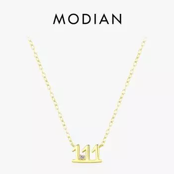 MODIAN стерлингового серебра 925 пробы с цифрами, штабелируемые ожерелья с подвесками, модная тонкая звеньевая цепочка золотого цвета для женщин, ювелирные изделия, рождественский подарок золотой