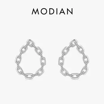 Модиан стерлингового серебра 925 пробы со штабелируемым замком, роскошные большие серьги-гвоздики, блестящие серьги-гвоздики с цирконием для женщин, свадебные украшения для помолвки серебряный