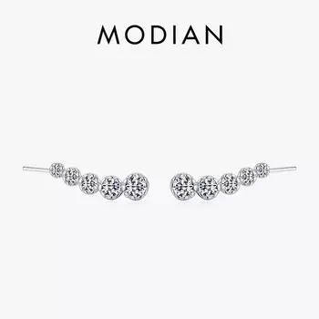 Модиан, стерлингового серебра 925 пробы, сверкающие крылья, прозрачные серьги-гвоздики с фианитом, простые серьги со звездами для женщин, оригинальные свадебные ювелирные украшения серебряный