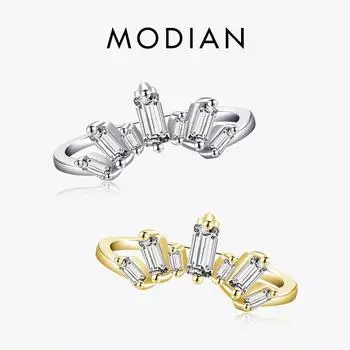 Модиан стерлингового серебра 925 пробы сверкающий прозрачный циркон Корона Роскошные кольца на палец для женщин свадьба помолвка ювелирные изделия 5 серебряный
