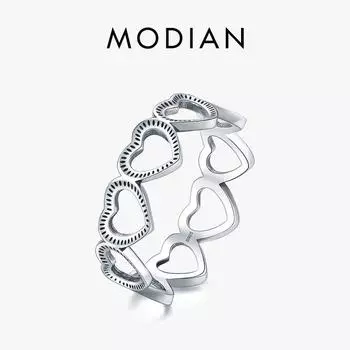 Modian Стерлингового Серебра 925 Старинные Классические Сердца Элегантное Женское Кольцо На Палец Для Женщин Tredny Изысканные Серебряные Ювелирные Изделия 5 серебряный