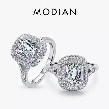 Modian Женский Прямоугольный Прозрачный CZ Кольцо Классические Стерлингового Серебра 925 Обручальные Кольца Для Женщин Изящные Ювелирные Изделия 5 серебряный