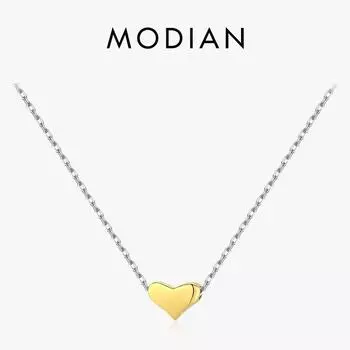 Modian золотой цвет изысканный кулон в форме сердца из настоящего стерлингового серебра 925 пробы ожерелье с цепочкой для женщин свадебные эффектные ювелирные изделия золотой