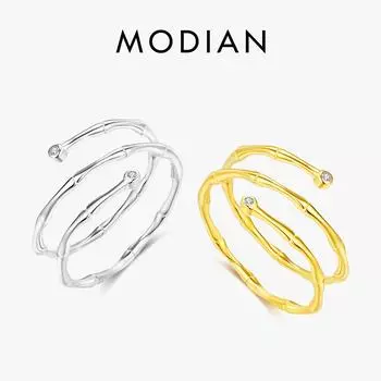 Модиановое кольцо из стерлингового серебра 925 пробы, модное многослойное винтажное кольцо с регулируемыми размерами 5-7, оригинальный дизайн, изящные ювелирные изделия для женщин серебряный