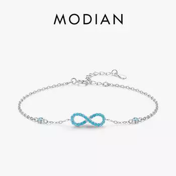 Модианский романтический браслет «Бесконечная любовь», стерлинговое серебро 925 пробы, винтажные браслеты-цепочки с натуральной бирюзой для женщин, свадебные украшения серебряный