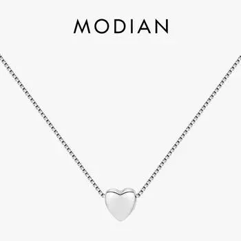 Модианское серебро с крошечным сердечком, изысканное ожерелье из стерлингового серебра 925 пробы, простое ожерелье с подвеской «Любовь» для женщин, изящные ювелирные изделия серебряный