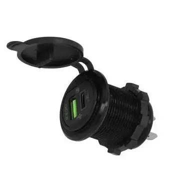 Модифицированное автомобильное зарядное устройство PD+QC3.0, быстрая зарядка, зеленая подсветка, автоматическая USB-разъем питания для 12–24 В