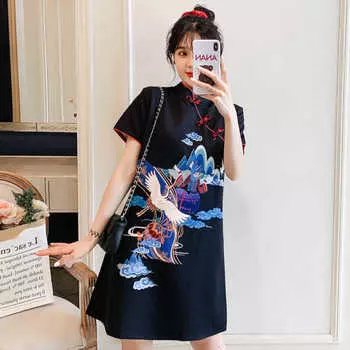 Модифицированное платье Cheongsam больших размеров, свободное китайское платье Qipao