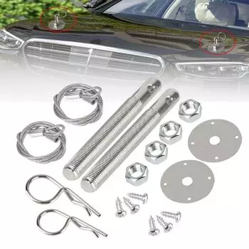Модифицированные аксессуары, идеально подходящие для автомобиля, комплект зажимов для замка капота, быстроразъемное крепление из нержавеющей стали, универсальная пластина для крепления на капоте Black