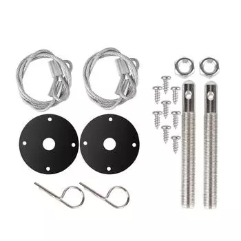 Модифицированные аксессуары Комплект зажимов для замка капота Крепление двигателя Пластина штифта капота Идеально подходит для универсальных автомобилей Из нержавеющей стали Быстросъемный чёрный