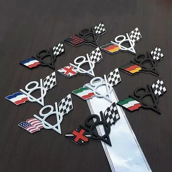 Модификация автомобиля V8, трехмерные автомобильные наклейки со смещением, США, Германия, Франция, Великобритания, наклейки для украшения кузова автомобиля USA чёрный