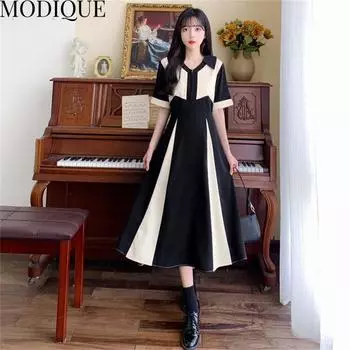MODIQUE, летняя новая классическая рубашка больших размеров, женская свободная однотонная хлопково-льняная рубашка с высокой талией, повседневные женские платья с v-образным вырезом и коротким рукавом XL чёрный