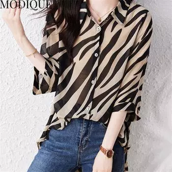 MODIQUE, летняя новая уличная одежда больших размеров, женская повседневная свободная льняная шифоновая футболка в полоску с принтом, женские хлопковые футболки оверсайз с v-образным вырезом и короткими рукавами XL дубильная кора
