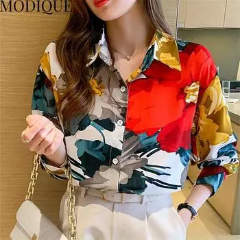 MODIQUE весна лето большие размеры женские свободные винтажные повседневные хлопковые льняные шифоновые блузки с цветочным принтом рубашки женские модные пальто с длинными рукавами оверсайз XL белый