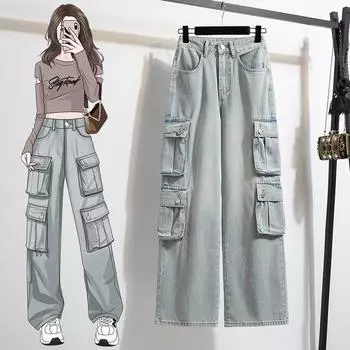 MODIQUE женские зимние джинсы большого размера с карманами, новые свободные классические повседневные синие брюки в стиле ретро-стрит с низкой талией, базовые универсальные прямые джинсы M синий