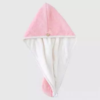 Модная 2 шт. вельветовая шапочка для сушки волос, капот, тюрбан, быстросохнущая впитывающая двухслойная повязка на голову для ванны и душа розовый