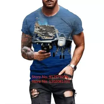 Модная 3d футболка с авианосцем, забавная Повседневная футболка с короткими рукавами в стиле милитари для энтузиастов, спортивная футболка с истребителем XS белый
