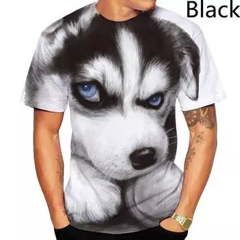 Модная 3D футболка с изображением животных сибирского хаски, забавная личность, креативная летняя футболка с круглым вырезом