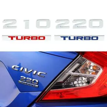 Модная 3D металлическая 210 220 TURBO буквенная эмблема багажника автомобиля, значок, наклейка для Hon/da AVANCIER Civic Jade Accord 210 Silver синий