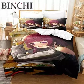 Модная 3D-печатная аниме-фигурка BOCCHI THE ROCK! Комплект постельного белья односпальный двуспальный двуспальный двуспальный комплект для взрослых мальчиков пододеяльник комплекты EU single(135x200cm)