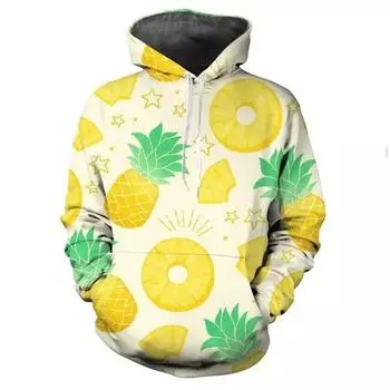 Модная 3D-толстовка унисекс с принтом тропических красочных фруктов для женщин, уличная одежда в стиле Харадзюку, детский забавный свитшот с капюшоном S