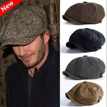Модная 4 цвета, модная мужская теплая плоская кепка, мужская повседневная восьмиугольная шляпа, мужской берет в стиле ретро, мужская шляпа газетчика M(55cm -58cm) хаки