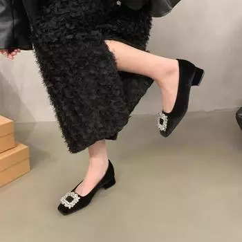 Модная африканская женская обувь 2024 года, повседневные туфли на каблуках с квадратным носком, сексуальные туфли-лодочки, массивные сандалии, баскетбольная платформа, бордовые ремешки, последние ретро-модели 35 чёрный