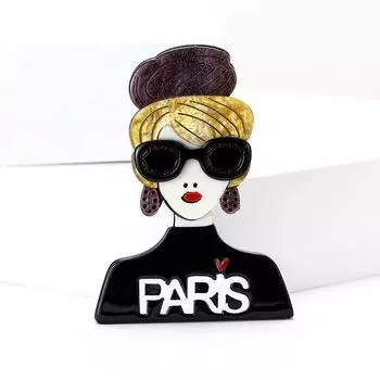 Модная акриловая брошь «Парижская девушка», индивидуальная креативная женская брошь для рубашки и корсажа
