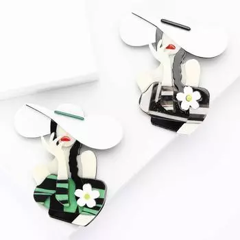 Модная акриловая брошь в виде белой цветочной девушки, персонализированная креативная женская одежда, корсаж, ювелирные изделия, булавка