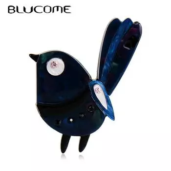 Модная акриловая брошь в виде животного, милая мультяшная птица в форме для женщин, детей, рубашки, сумки, хиджаба, булавки синий