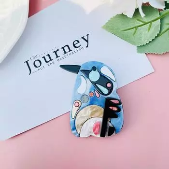 Модная акриловая брошь в виде животного, персонализированная булавка с длинным клювом в виде птицы, корсаж, аксессуар для сумки, кулон синий