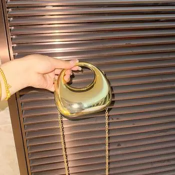 Модная акриловая сумка-клатч женская, индивидуальная, глянцевая, модная, металлическая, сумка-мессенджер через плечо золотой