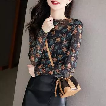 Модная эластичная футболка с длинными рукавами для женщин, новая осенняя красивая нижняя рубашка с топом, уменьшающим возраст S