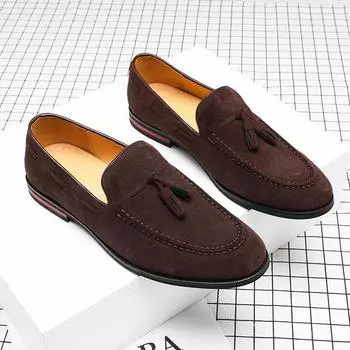Модная элегантная обувь, мужские классические модельные лоферы, мужская брендовая обувь Moda Italiana, замшевые кожаные туфли с кисточками, формальные мокасимы Masculino Couro 38 красный