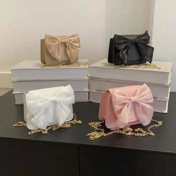 Модная элегантная женская сумка через плечо из искусственной кожи с большим бантом, простая повседневная маленькая квадратная сумка чёрный