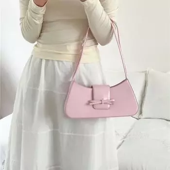 Модная элегантная женская сумка на плечо с бантом, милая, простая, повседневная, модная кожаная сумка, изысканная литературная женская сумка под подмышками 27X13.5X6cm красный