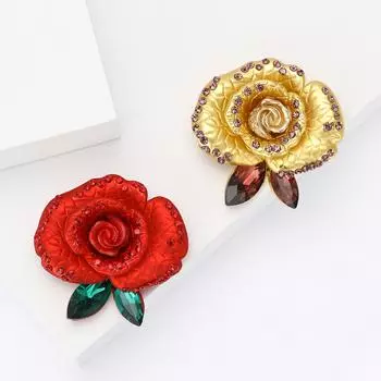 Модная эмалевая брошь-роза для дамского костюма, платья, украшения для корсажа