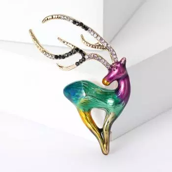 Модная эмалевая капающая брошь в виде лося, простая булавка в виде животного, женское платье, костюм, аксессуары, корсаж