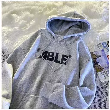 Модная американская личность простая толстовка мужская парная одежда утолщенная осень и зима новинка модные брендовые студенческие топы и куртки S серый