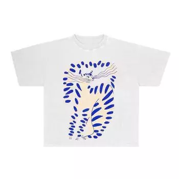 Модная американская уличная одежда из чистого хлопка с принтом, летняя мужская и женская персонализированная принтованная модная хип-хоп ретро-футболка с короткими рукавами S белый