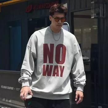 Модная американская уличная толстовка с круглым вырезом и буквенным принтом для мужчин и женщин, свободная, 2024, осень-зима, Y2K, ретро-персонализированные топы и куртки M серый