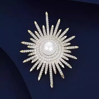 Модная атмосферная брошь высокого класса, женская легкая роскошная брошь с бриллиантами и подсолнухом, элегантная булавка с жемчугом, аксессуары для костюма