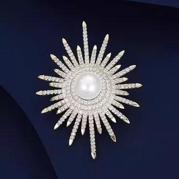 Модная атмосферная брошь женская легкая роскошная брошь с бриллиантами в виде подсолнуха элегантные аксессуары для костюма с жемчугом